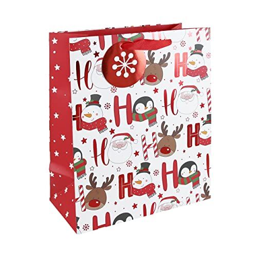 Clairefontaine Un sacchetto regalo Excellia Grande formato 26,5x14x33 cm 210g Motivo: HoHoHo, Babbo Natale, renna, albero di Natale Confezione regalo, ideale per: giochi da