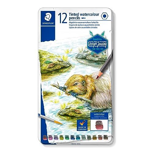 Staedtler Design Journey 14610T M12 matite colorate ad acquerello, confezione in latta da 12