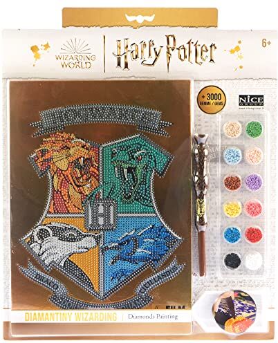 DIAMANTINY Harry Potter – Wizarding Stand Together Casate di Hogwarts – Kit crea il Mosaico, Attività Crystal Art, Diamond Painting, 1 Quadro A4, Multicolor, 21 x 29,7 cm,