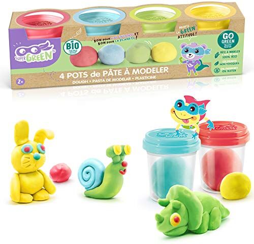 Canal Toys Super Green- 4 vasetti di Pasta modellabile bio,