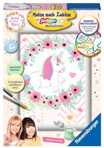 Ravensburger - SieP: Zuckersüßes Einhorn Unicorn-Spring -Dipingere Numeri a Partire dai 9 Anni, Multicolore,