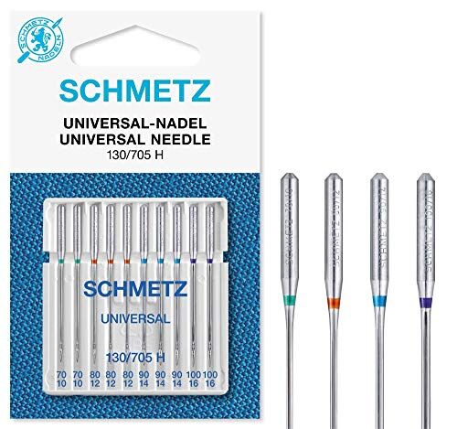 SCHMETZ Aghi per macchine da cucire   10 Aghi universali  130/705 H   Spessore dell'ago 70/10-100/16  utilizzabile su tutte le comuni macchine da cucire per uso domestico