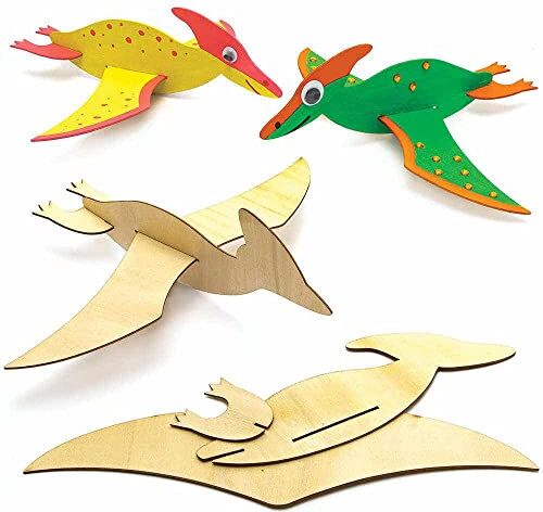 Baker Ross Alianti di legno Dinosauro Set di 8, Artigianato per bambini