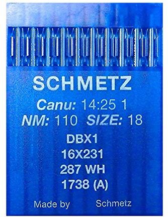 SCHMETZ La spola® – 10 aghi per macchina da cucire industriale  dbx1 1738 (A) 16 X 231 spessore 110/18 pistone Rotondo