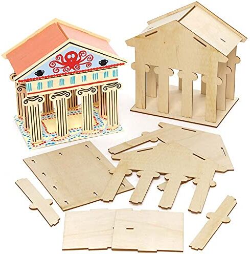 Baker Ross Kit Tempio Greco in Legno Confezione da 2, Artigianato in Legno per Bambini da Decorare ed Esporre, Attività Educativa per Bambini