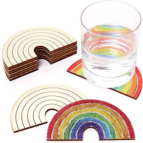 Baker Ross Sottobicchieri Arcobaleno in Legno Set di 10, articoli per l'artigianato in legno