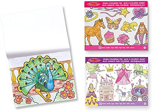 Melissa & Doug Set di 3 Album da Colorare Principessa e Fata, Animali Rosa, libro di attività, libro da colorare per bambini, Libro di attività di viaggio, 1+, Regalo per bambini e bambine