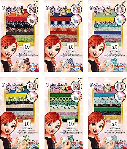 Buki France- Professional Studio Mode-Tessuti Adesivi-Confezione da 6 assortimenti Diversi da 10 Coupon, Colore,