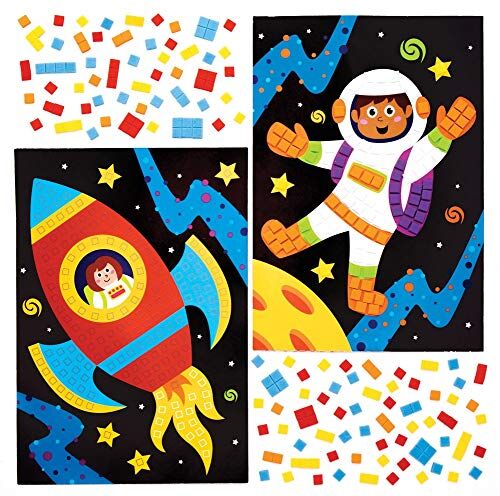 Baker Ross - Kit Mosaico Sistema Solare, Arte e Artigianato per Bambini (Confezione da 4), Colore Carta,