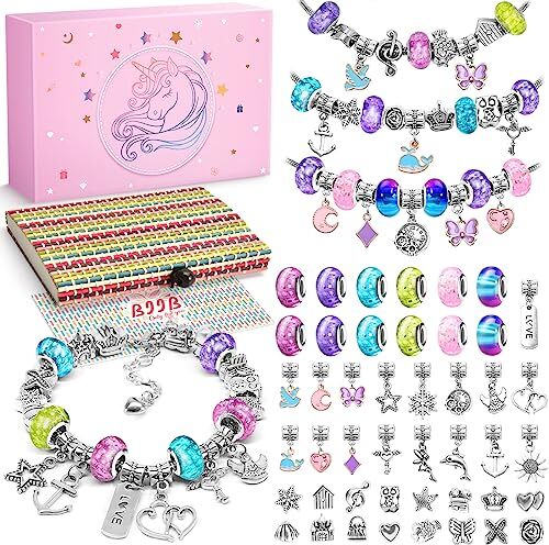 BIIB Regalo Bambina 5 6 7 8 9 0 Anni, Kit Braccialetti Fai Da Te Bambina, Giochi Bambina 5-2 Anni Femmina, Idee Regalo Natale Originali, Crea Braccialetti Bambina, Regalo Compleanno Ragazza