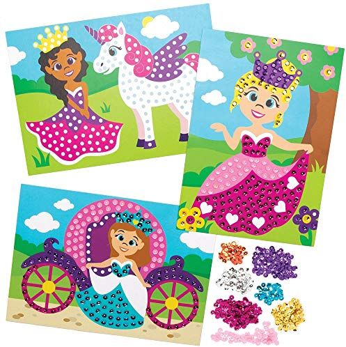 Baker Ross Kit Paillettes Principessa (confezione da 4) Articoli creativi di arte e artigianato pasquale per i bambini da realizzare e decorare