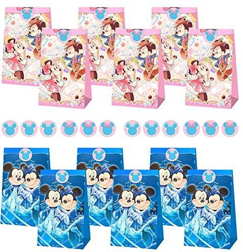 Hilloly 12 Pezzi Sacchetti di carta di Minnie, Minnie Party Gift Bags,Sacchetti Regalo, Party Gift Bags, Sacchetti di Carta di Topolino, Sacchetti di Carta per Feste, Gift Bags, Party Bags