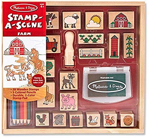 Melissa & Doug Timbrini per Bambini, Set Stampi Fattoria, Lavoretti Creativi per Bambini, Timbri Bambini, Set Timbri, Inchiostro per Timbri Lavabile, Regalo per Bambina e Bambino 3 4 5 6 Anni