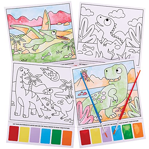 Baker Ross Kit di pittura magica di dinosauri Confezione da 10, Kit di pittura ad acqua per bambini