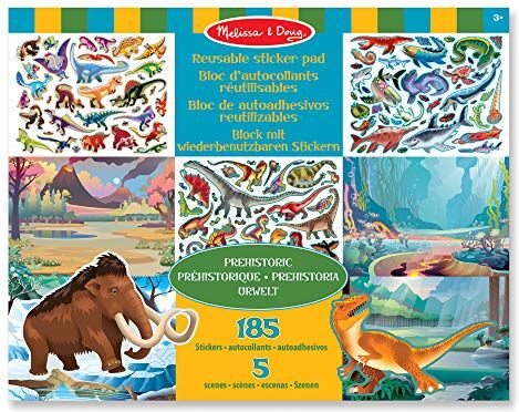 Melissa & Doug Libro adesivi attacca e stacca bambini, Album stickers preistoria, dinosauri, Giochi da viaggio creativi per bambini e bambine dai 3 anni in sù