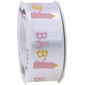 PRÄSENT Nastro di Raso Stampato, Rosa, 40 mm width, 20 m length PRÄSENT Nastro di Raso Stampato, Rosa, 40 mm width, 20 m length