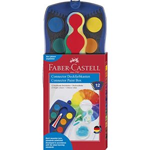 Faber-Castell Scatola di colori CONNECTOR con 12 colori, compreso bianco coprente, scomparto per pennelli e campo per il nome, blu, 1 pezzo Faber-Castell Scatola di colori CONNECTOR con 12 colori, compreso bianco coprente, scomparto per pennelli e campo per il nome, blu, 1 pezzo