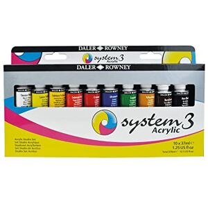 Daler Rowney System3 colori acrilici set 10 tubi da 37 ml colori assortiti Daler Rowney System3 colori acrilici set 10 tubi da 37 ml colori assortiti