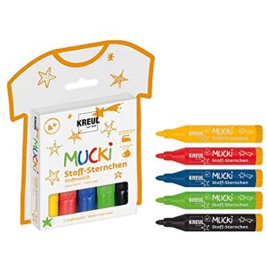KREUL 27156 Mucki Stoff Sternchen Set di 5 pennarelli per bambini Larghezza della linea 2-5 mm Per disegnare magiche opere d'arte su tessuti chiari Colori assortiti KREUL 27156 Mucki Stoff Sternchen Set di 5 pennarelli per bambini Larghezza della linea 2-5 mm Per disegnare magiche opere d'arte su tessuti chiari Colori assortiti