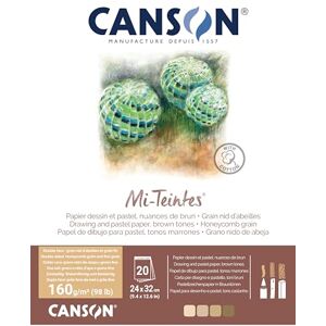 Canson Mi-Teintes- Blocco di 20 fogli 24 x 32, 160 g/m², toni bruni, collato lato corto Canson Mi-Teintes- Blocco di 20 fogli 24 x 32, 160 g/m², toni bruni, collato lato corto