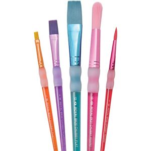 Pracht Creatives Hobby Royal & Langnickel Set di pennelli per Bambini, pennelli in Nylon in 5 Misure, 3 pennelli Rotondi e 3 pennelli Piatti con Rivestimento in Gomma Soft-Touch Pracht Creatives Hobby Royal & Langnickel Set di pennelli per Bambini, pennelli in Nylon in 5 Misure, 3 pennelli Rotondi e 3 pennelli Piatti con Rivestimento in Gomma Soft-Touch