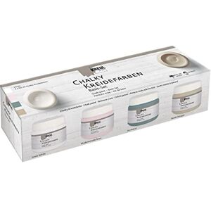 KREUL 75305 Chalky 4er-Set Vernice a gesso (150 ml) Vernice morbida, opaca, ad asciugatura rapida Colori bianco, rosa, blu e beige KREUL 75305 Chalky 4er-Set Vernice a gesso (150 ml) Vernice morbida, opaca, ad asciugatura rapida Colori bianco, rosa, blu e beige