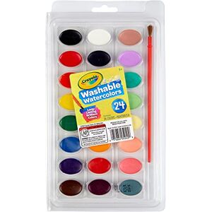 CRAYOLA I Lavabilissimi, Acquerelli Lavabili per Bambini con Pennello, 24 Colori Assortiti,