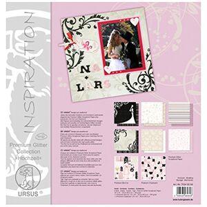 URSUS -Nein Premium Glitter Collection Matrimonio, Circa 30,5 x 30,5 cm, 6 Fogli di Carta, 1 Die-Cut e 1 chipboard, Colore, URSUS -Nein Premium Glitter Collection Matrimonio, Circa 30,5 x 30,5 cm, 6 Fogli di Carta, 1 Die-Cut e 1 chipboard, Colore,