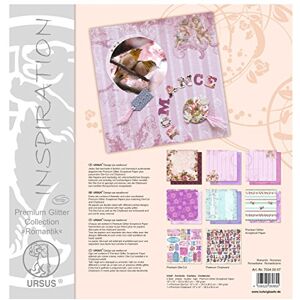 URSUS - Nein Premium Glitter Collection Romantik, Circa 30,5 x 30,5 cm, 6 Fogli di Carta, 1 Die-Cut e 1 chipboard, Colore Romanticismo, URSUS - Nein Premium Glitter Collection Romantik, Circa 30,5 x 30,5 cm, 6 Fogli di Carta, 1 Die-Cut e 1 chipboard, Colore Romanticismo,