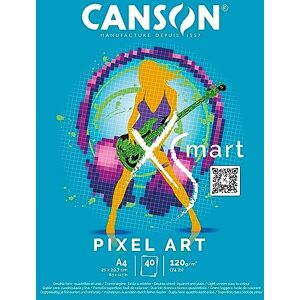 Canson XSmart, Carta da disegno bianca, tinta unita, 120gsm, Blocco incollato a lato lungo, A4-21x29,7cm, Bianco, 40 fogli Canson XSmart, Carta da disegno bianca, tinta unita, 120gsm, Blocco incollato a lato lungo, A4-21x29,7cm, Bianco, 40 fogli