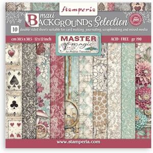 Stamperia Scrapbook Paper Pad for Scrapbooking, Albums, Cards, Bullet Journals, and More, Acid Free, Double-Sided, Perfect for Crafts and Gifting (Master of Magic, Maxi Background) (30.5 x 30.5cm) Stamperia Scrapbook Paper Pad for Scrapbooking, Albums, Cards, Bullet Journals, and More, Acid Free, Double-Sided, Perfect for Crafts and Gifting (Master of Magic, Maxi Background) (30.5 x 30.5cm)