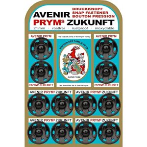 Prym 21 Millimetri Zukunft Sew-On Snap Fasteners, Confezione da 12, Ottone Nero Prym 21 Millimetri Zukunft Sew-On Snap Fasteners, Confezione da 12, Ottone Nero