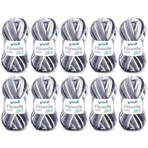Lana Gründl - 50g / 50m Bianco-Nero - Lana per feltro Lana Gründl - 50g / 50m Bianco-Nero - Lana per feltro