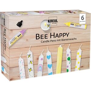 KREUL Set di 6 penne per candele Bee Happy, 6 x 29 ml, punta fine per pittura, colori con cera d'api per decorare e dipingere le candele, tempo di asciugatura circa 8 ore KREUL Set di 6 penne per candele Bee Happy, 6 x 29 ml, punta fine per pittura, colori con cera d'api per decorare e dipingere le candele, tempo di asciugatura circa 8 ore