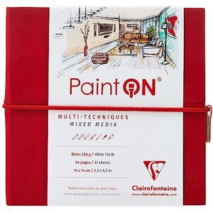 Clairefontaine Taccuino Cucito di carta da disegno Paint'On 64 pagine Bianche 14x14 cm 250g, chiusura con elastico, Copertina Morbida Rossa Clairefontaine Taccuino Cucito di carta da disegno Paint'On 64 pagine Bianche 14x14 cm 250g, chiusura con elastico, Copertina Morbida Rossa