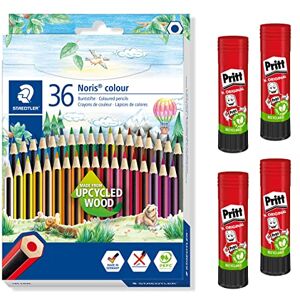 Staedtler Noris Colour Set di matite colorate con 4 stick di colla Pritt, infrangibile, superficie morbida ergonomica, adesivo forte e durevole, 36 pastelli + 4 stick di colla da 22 g, 185 CD36X Staedtler Noris Colour Set di matite colorate con 4 stick di colla Pritt, infrangibile, superficie morbida ergonomica, adesivo forte e durevole, 36 pastelli + 4 stick di colla da 22 g, 185 CD36X