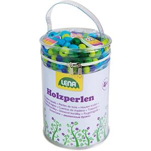 LENA Legno Perline 400-Pezzo Borsa con Ciondoli e Cordoncini per 4+ Anni Bambini, Multicolore LENA Legno Perline 400-Pezzo Borsa con Ciondoli e Cordoncini per 4+ Anni Bambini, Multicolore