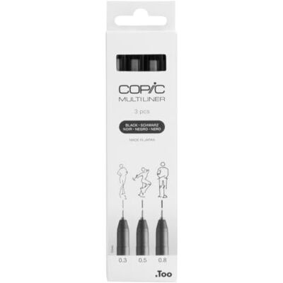 Copic Multiliner, nero, confezione da 3, medio, per arte e artigianato, colorare, grafica, evidenziatore, design, anime, professionisti e principianti, forniture artistiche e libri da colorare Copic Multiliner, nero, confezione da 3, medio, per arte e artigianato, colorare, grafica, evidenziatore, design, anime, professionisti e principianti, forniture artistiche e libri da colorare