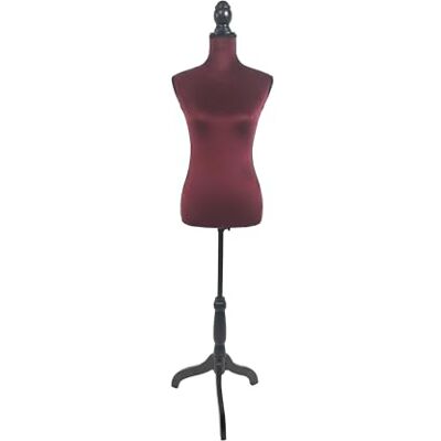 Relaxdays Manichino da cucito , donna, tg. 36/38, regolabile 130–167 cm, rivestito in velluto, base legno, bordeaux/nero Relaxdays Manichino da cucito , donna, tg. 36/38, regolabile 130–167 cm, rivestito in velluto, base legno, bordeaux/nero