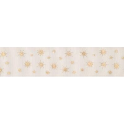 Berisfords Nastro in poliestere, bianco/oro, 25 mm x 20 m Berisfords Nastro in poliestere, bianco/oro, 25 mm x 20 m