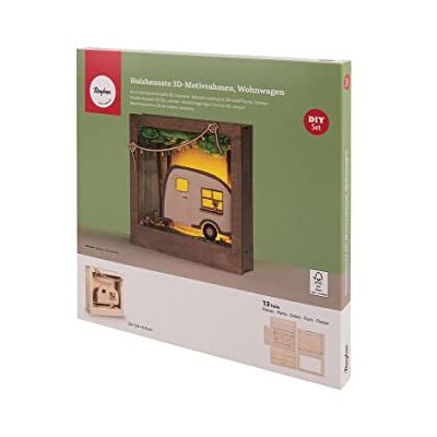 Kit di Cornice 3D Fai da Te - Roulotte in Legno - 24 Cm - Kit Decorativo Kit di Cornice 3D Fai da Te - Roulotte in Legno - 24 Cm - Kit Decorativo
