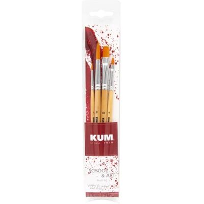 KUM Set di pennelli School&Art Mix, 4 pezzi Set di pennelli artistici per la scuola, gli hobby e le tecniche pittoriche creative KUM Set di pennelli School&Art Mix, 4 pezzi Set di pennelli artistici per la scuola, gli hobby e le tecniche pittoriche creative