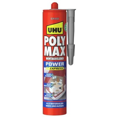 UHU POLY MAX POWER colla di montaggio grigio, cartuccia 425 g UHU POLY MAX POWER colla di montaggio grigio, cartuccia 425 g