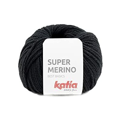 Katia Super Merino di in gomitoli da 100 g e 125 metri, colore nero 2 Katia Super Merino di in gomitoli da 100 g e 125 metri, colore nero 2