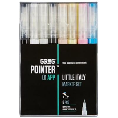 Graff-City Grog Pointer 01 APP Little Italy Marker Set, Punta extra fine da 0,7 mm, Confezione da 8 pezzi Graff-City Grog Pointer 01 APP Little Italy Marker Set, Punta extra fine da 0,7 mm, Confezione da 8 pezzi