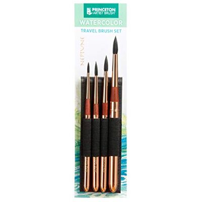 Princeton Art & Brush Neptune, Pennelli per Acquerello Serie 4750, Peli Sintetici in Simil Scoiattolo, Set, Professional TRSET Princeton Art & Brush Neptune, Pennelli per Acquerello Serie 4750, Peli Sintetici in Simil Scoiattolo, Set, Professional TRSET