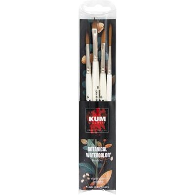 KUM Set di pennelli da artista Botanical Watercolor, 4 pezzi Set di pennelli artistici per acquerello e motivi botanici KUM Set di pennelli da artista Botanical Watercolor, 4 pezzi Set di pennelli artistici per acquerello e motivi botanici