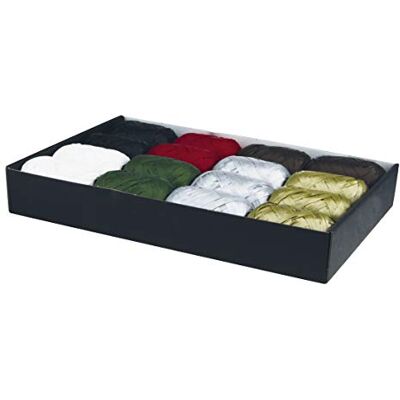 Clairefontaine vassoio da 16 rafia sintetiche nastro per regali COLORI ASSORTITI: Oro, argento, verde, bianca, nera, rosso MISURE: 20mx13mm confezionamento regali Clairefontaine vassoio da 16 rafia sintetiche nastro per regali COLORI ASSORTITI: Oro, argento, verde, bianca, nera, rosso MISURE: 20mx13mm confezionamento regali