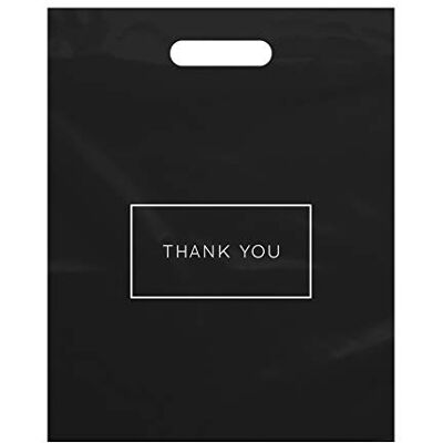 Purple Q Crafts Sacchetti per la spesa in plastica fustellati con logo Thank You, 30,5 x 38,1 cm, con manici, confezione da 100 pezzi per merce, regali, fiere e altro ancora Purple Q Crafts Sacchetti per la spesa in plastica fustellati con logo Thank You, 30,5 x 38,1 cm, con manici, confezione da 100 pezzi per merce, regali, fiere e altro ancora