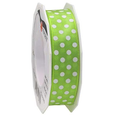PRÄSENT Nastro a pois con filo metallico e stampato, colore bianco lime, larghezza 25 mm, lunghezza 20 m PRÄSENT Nastro a pois con filo metallico e stampato, colore bianco lime, larghezza 25 mm, lunghezza 20 m